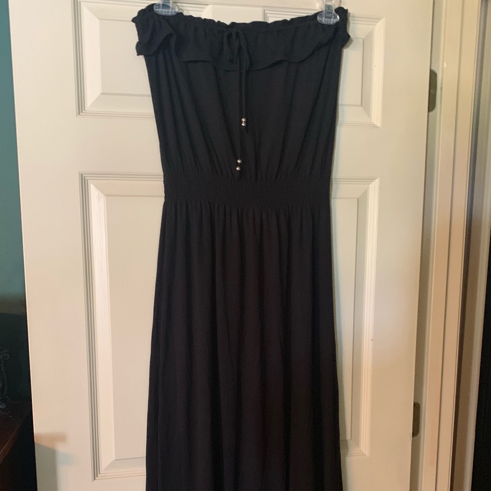 Black strapless maxi dress